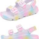 Boys Girls Toddler Little Kid Sandals Buckle Adjustable Water Sandal With Hook Loop Back Strap(Toddler 5-Little Kid 12) (Pink)
