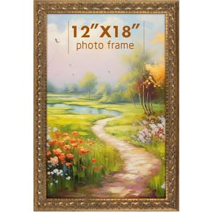 Golden State Art, 12x18 Inch Poster Frame Ornate Bronze, Horizontal and Vertical Wall Display, With Real Glass