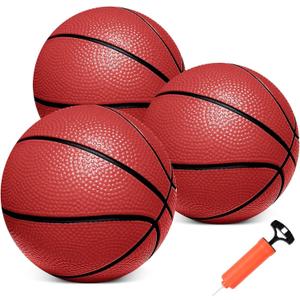 Iyoyo Mini Basketballs,3 Pack 6" Inch Small Basketball Set with Pump Over The Door Mini Hoop Basketball Replacement Toy for Toddlers,Kids,Teenagers for Pool,Indoors,Outdoors (Red)