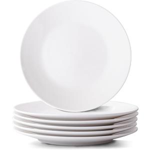 White Salad Plates Set of 6, 7.5 Inch Ceramic Plates  White Porcelain Appetizer & Dessert Plates for Kitchen, Salad, Snack & Everyday Use, Microwave & Dishwasher Safe