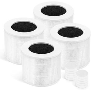 Core Mini Replacement Filter Compatible with LEVOIT Core Mini Air Purifier, 3in1 Upgraded Filtration Core MiniP Replacement Filter with Activated Carbon, Compared to Part # Core MiniRF, 4 Pack