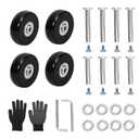 40mm x 17mm Set of 4 Luggage Suitcase Replacement Wheels Rubber Suitcase Wheels Replacement Swivel Caster Wheels Bearings Repair Kits Axles 30mm&35mm