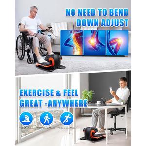 Under Desk Elliptical Machine, Electric Ellipse Leg Exerciser as Seen on Tv for Seniors with 12 Adjustable, Portable Quiet Elliptical Machine, Seated Pedal Exerciser with Remote Control, Orange