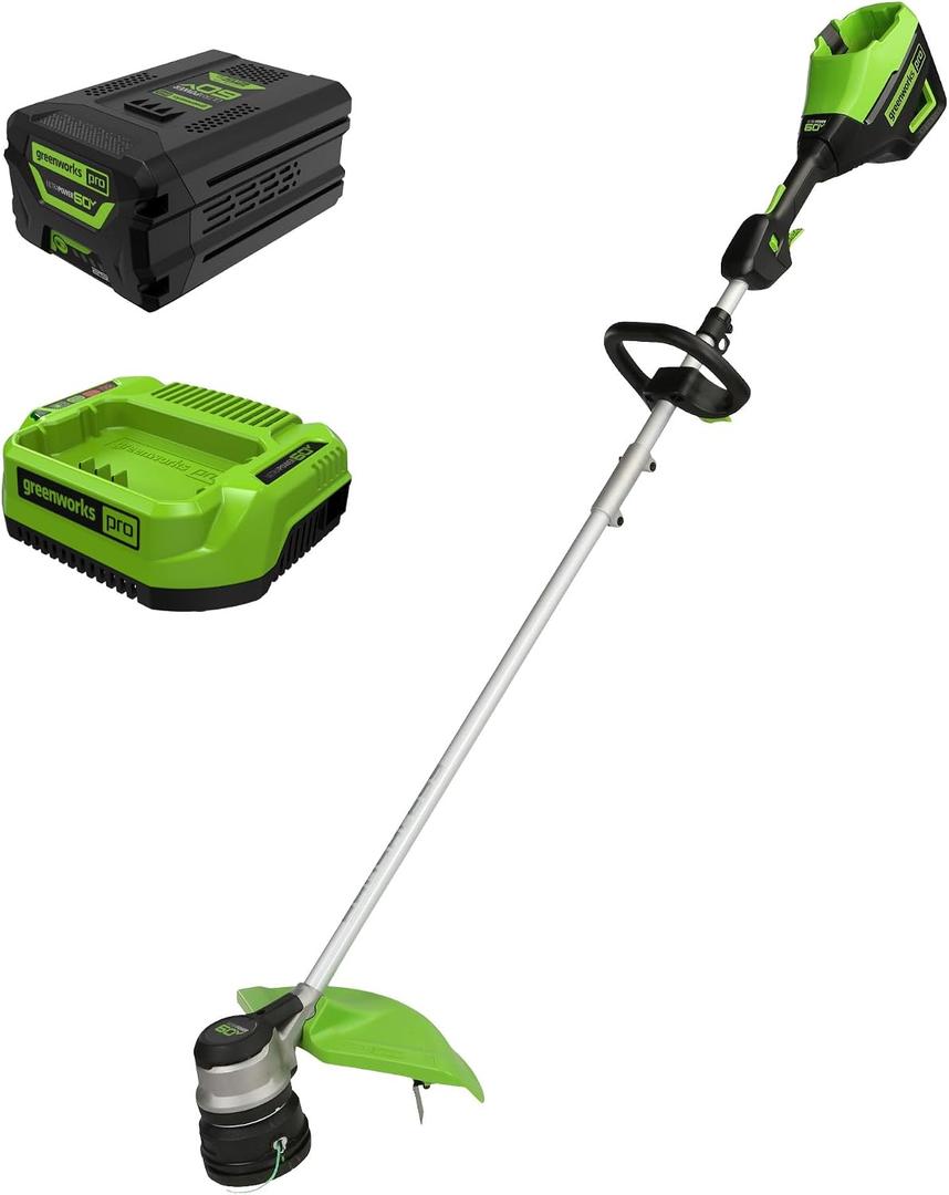 Greenworks 60V 16" Brushless Cordless String Trimmer - 65min Runtime for 2-Mile Fence Lines & Large Properties, 2X Quieter Than Gas, 2.5Ah Battery/Charger Included