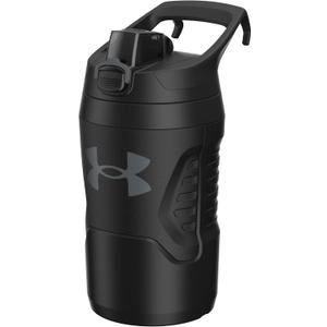 Under Armour 32 oz Insulated Water Bottles - Sports Water Jug with Handle, Fence Hook, Leak Resistant for Baseball, Football & More, 32 oz Water Bottles, Sports Water Bottle Insulated (Black/Black)