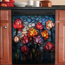 vibrant lotus flower magnetic dishwasher door cover sticker, 23.03" x 25.59"