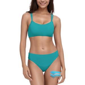 Beautikini Period Swimwear for Teens Menstrual Leakproof Taylor Bikini Top Period Bikini Swimsuit Bathing Suit for Teens Girl (Blue, XS)