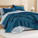 Litanika California King Quilt Set Teal - Oversized Lightweight Summer Comforter Bedspreads & Coverlets Turquoise - Bedding Cover Bed Decor All Season - 3 Pieces (1 Quilt, 2 Pillowcases)