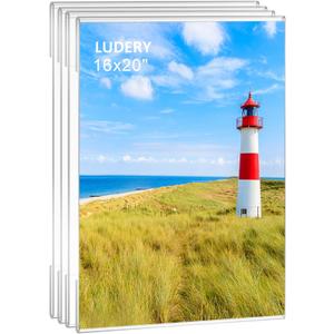 16x20 Acrylic Picture Frames,Set of 4 Clear Photo Frame for Wall,Clear Frameless picture Frames 16 x 20,Floating Hanging Picture Frames 16 x 20 for Home, School, Office, 16x20"-4pack