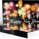 New Years Cards with Happy New Years Text - Appropriate for Personal or Business Use - Box Set of 25 Cards Includes 26 Premium Gold Foil Lined Envelopes  S02-01