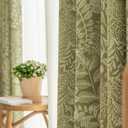 Linen Curtains Farmhouse Green Floral Print Curtains  Rod Pocket Drapes for Living Room Bedroom Semi Blackout Country Vintage Curtains 2 Panels White on Green 26.5x 82 Inch Set Of 2