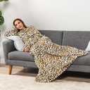 PAVILIA Blanket with Sleeves for Adult Women Men, Soft Warm Wearable Blanket Fleece Wrap Throw, Robe Blanket Gift