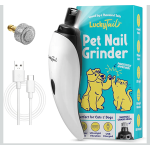 LuckyTail Pet Nail Grinder for Dogs and Cats - Super Quiet and Low Vibration Electric Dog Nail Grinder with 2 LED Lights - USB Rechargeable and Cordless - 2 Speeds - Small to Large Pets