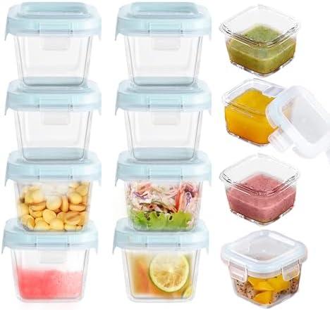 Small Glass Food Storage Containers Set of 12, 6oz Mini Glass Containers Airtight, Leakproof for Snacks, Dips, Overnight Oats, Condiment Salad Dressing Sauce, Microwave, Dishwasher Safe