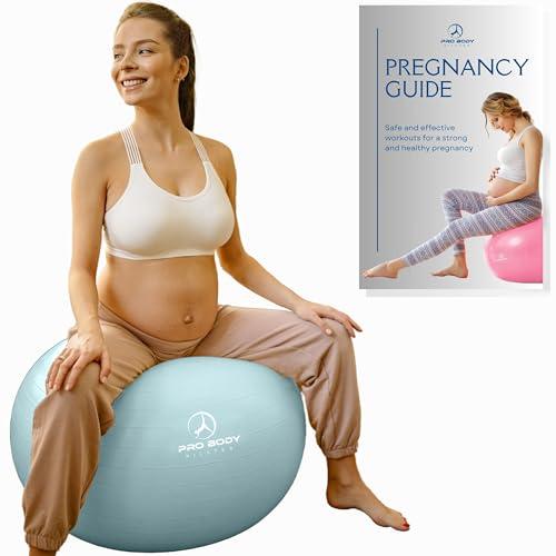 ProBody Pilates Pregnancy Ball - Yoga Ball for Pregnancy with Book, Prenatal, Labor & Postnatal Maternity Exercise (Mist, 75 cm)