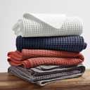 Levtex Home - Mills Waffle - Throw - Charcoal Cotton Waffle - Throw Size 50 x 60in.