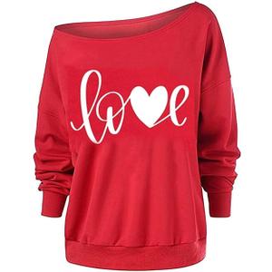 St Patricks Day Sweatshirt Women Off Shoulder Long Sleeve Lucky Irish Shamrock Holiday Shirts, M