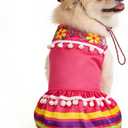 Dog Mexican Costume Pet Dog Cinco De Mayo Outfit with Hat (Pink M)