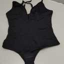 Deep V Bodysuit for Women Thong Shapewear Tummy Control Low Back Shapewear for Women (X-Large, Black)