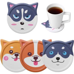 Funny Coasters for Drinks Absorbent Ceramic Animal Coasters Set of 4 for Coffee Table, Cute Dog Lover Gift Home Decor