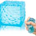 Squishy Stress Cubes, Stress Novelty Water Squishy Cube Squeeze Toy for Kids Adults, Squishy Slow Rising Fidget Sensory Cube Toys for Anxiety Stress Relief, Ice Squeeze Stress Ball Cubes.(Blue)