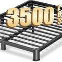 VIPSHOW 4 Inch Queen Heavy Duty 3500 lbs Bed Frame with Round-Corner Legs & Anti-Squeak Design  Quick Assembly Metal Platform, No Box Spring Needed
