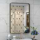 16x24 Bronze Bathroom Mirror, Rounded Rectangle Bronze Frame Mirror, Brushed Bronze Bathroom Vanity Mirror Wall-Mounted, Anti-Rust, Hangs Horizontally or Vertically