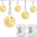 Battery Operated Globe String Lights 16FT Waterproof 30 LED 8 Modes Outdoor String Lights Crystal Ball String Light with Timer for Backyard Garden Balcony Pergola, Warm White (2 Pack)