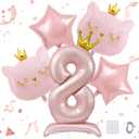 Pink Cat Balloon Set, Crown Cat Foil Balloon, 8 Year Old Girl Birthday Party Decoration, Cat Theme Party Decoration, Theme Party Supplies for Girls Kitten Pet Cat (8)