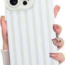 KANGHAR Compatible with iPhone 15 Pro Case, Silicone Stripes Cute Pattern, Camera Protection Soft Slim Phone Case for Phone Case -White
