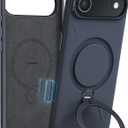 TORRAS Q3 Silicone 360 Spin for iPhone Air Case with Stand, Fit for MagSafe, Magnetic Ring Kickstand with Camera Control, Liquid Silicone Rubber Soft Phone Case for iPhone 17 Air 6.5'', Deep Blue