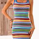 PRETTYGARDEN Womens 2026 Summer Mini Dresses Square Neck Sleeveless Tank Bodycon Striped Boho Sundress Beach Vacation Outfits (XXL)