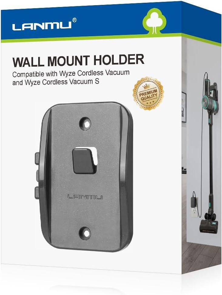 LANMU Wall Mount Holder Compatible with Wyze Cordless Vacuum & S, Hanger Hook with Charging Cable Management Clip, Stick Vacuum Cleaner Attachments Accessories for Home Garage