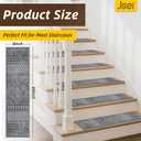JSEI Stair Treads for Wooden Steps, 15 Pack 8" X 30" Non-Slip Machine Washable Carpet Stair Tread with TPE Backing, Indoor Stair Rug Runner for Kids, Elders & Pets, Polyester, Light Grey/Charcoal Black