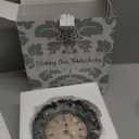 NIKKY HOME Table Top Clock, Vintage French Decorative Pewter Analog Desk Clock Battery Operated for Living Room Decor Shelf, Green