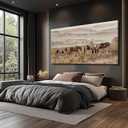 Large Wall Art Animal Wall Decor Brown Home Decorations Grassland Print Arts Vintage Framed Pictures Artwork for Home Office 29"x58"
