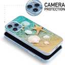 Compatible with iPhone 14 Case, Beach Starfish Seashell Conch Slim Fit Soft TPU Full-Body Shockproof Protective Cover Case Gift for Women Girl