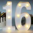 H: 7.88 Inches Light Up Numbers 16 Sign for Party Decor, Happy 16th Birthday Decorations for Boys, Sweet 16 Party Centerpieces Table Decorations for Girls