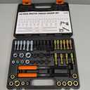 48 Piece Thread Chaser Set Metric & SAE Rethreading Kit with 22 Taps 24 Dies 2 Thread Files Thread Repair Kit