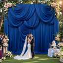 50ft x 14ft Royal Blue Backdrop Curtains, 10 Panels Wrinkle Free Soft Fabric Drapes Back Drop Cloth for Wedding Party Decor, Photo Backdrop for Baby Shower Birthday Stage Reception Lobby Decoration