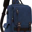 Leaper Retro Crossbody Bag Sling Bag Canvas Messenger Bag for Men Women Shoulder Bag Crossbody Handbags Satchel Travel Bag (XXL-Large, Dark Blue 3)