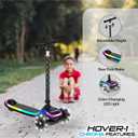 Hover-1 Chroma Folding Kick Scooter for Kids with Multicolor Wheel Lights, 3 Front Wheels, Rear Foot Brake, and 110 LB Weight Capacity