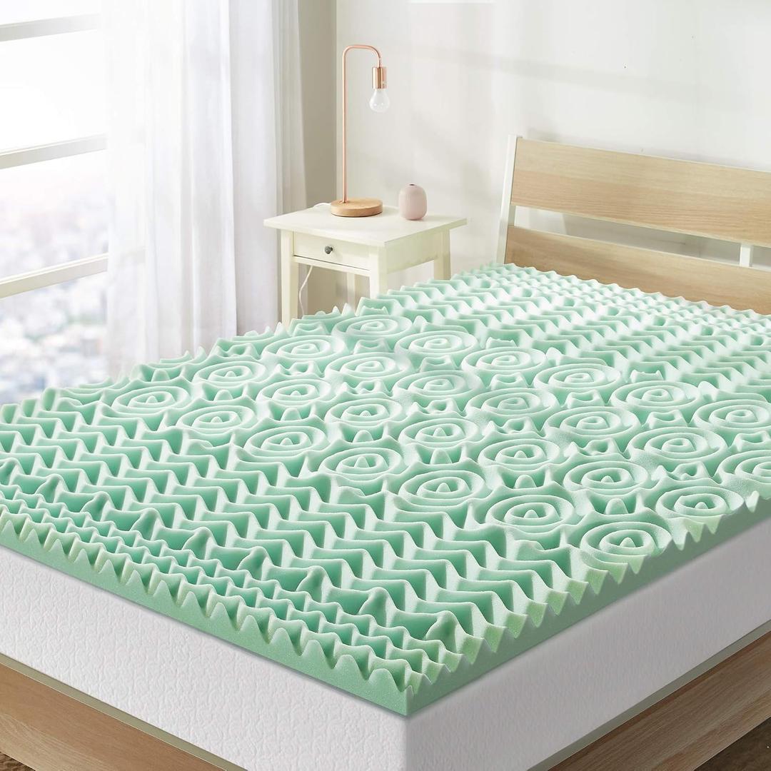 Mellow 1.5 Inch 5-Zone Memory Foam Mattress Topper, Calming Aloe Infusion, Dorm Essentials, Full