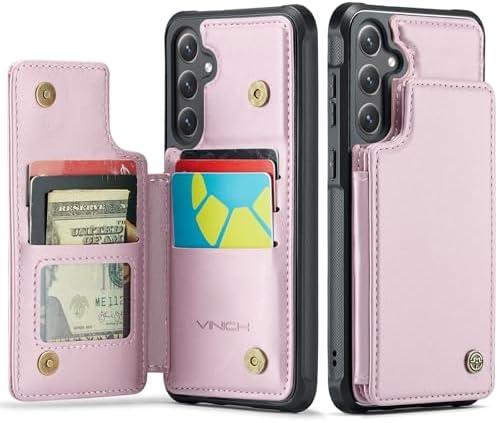 Vinich for Samsung Galaxy S24 Plus Wallet Case with Card Holder, RFID Blocking Credit Slots Kickstand Shockproof Phone Cover Fit for Galaxy S24 Plus 6.7" Pink