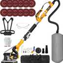 GEVEELIFE Drywall Sander, 880W 7.33A Electric Drywall Sander with Vacuum Dust Collector, 5 Variable Speed 1000-2100RPM, LED Light, Foldable & Extendable Handle, 12 Sanding Discs