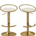 Mritwaii Bar Stools Set of 2, Adjustable Swivel Counter Height Barstools with Upholstered Seat, PU Leather Counter Stools for Bar, Kitchen Island, Dining Room, Gold