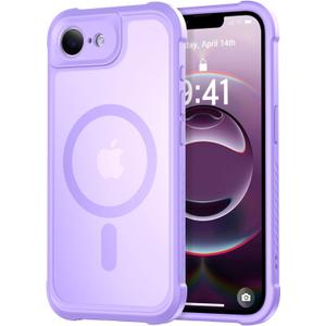 Thomo Magnetic for iPhone 17e Case/iPhone 16e Case, [Full Camera Protection] [Compatible with Magsafe] Military-Grade Shockproof, Anti-Fingerprint Translucent Matte Phone Case, Light Purple