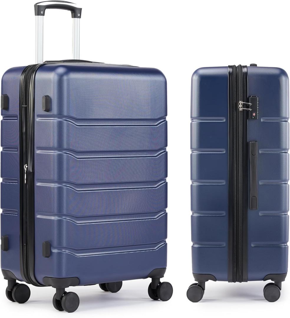 Simple Deluxe 20 Inch Expandable Hardside Carry On with Spinner Wheels & TSA Lock, ABS Hard Shell Lightweight Rolling Luggage Suitcase, Blue