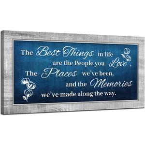 KLVOS Farmhouse Canvas Print Family Motto Wall Art The Best Things in Life are The People You Love Quote Inspirational Picture Painting Home Decor 24x48inch