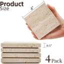4 Pack Travertine Coaster, 4" Absorbent Marble Coaster with Cork Pad, Stone Bar Drink Coasters, Limestone Coffee Cup Coasters for Kitchen Tabletop Office Home Decor Housewarming Gift, Beige